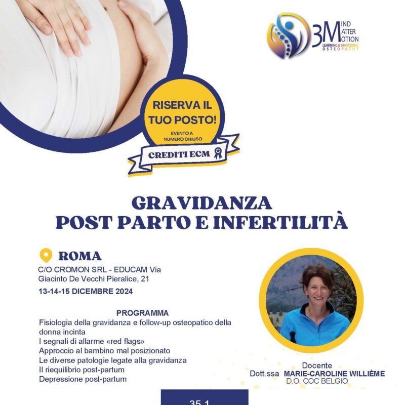 OSTEOPATIA IN GRAVIDANZA, POST PARTO E INFERTILITA’